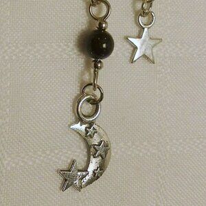 No 1704 Handmade earrings with Tibetan silver stars charms and polished stones